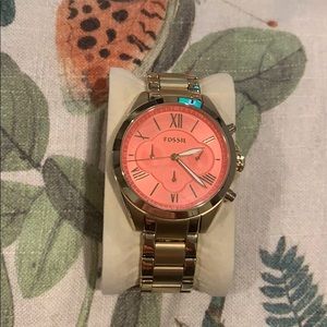 Fossil Watch-gold & coral